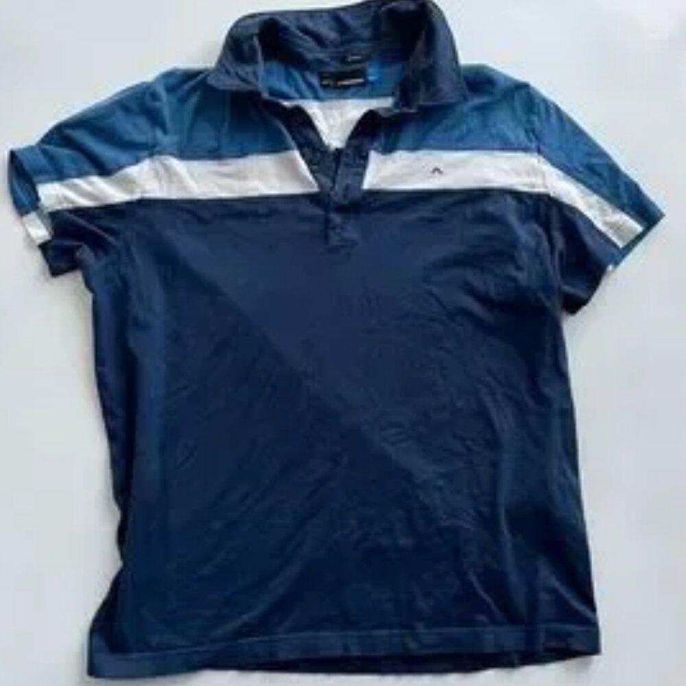 J.Lindeberg Mens Slim Fit Polo Navy, White, Royal Blue  - L